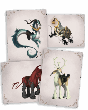 4 cartes postales montures