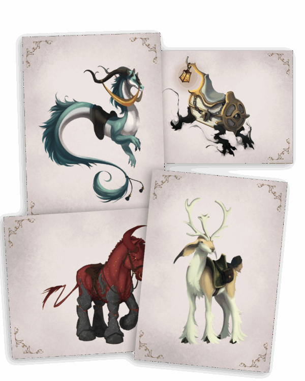 4 cartes postales montures